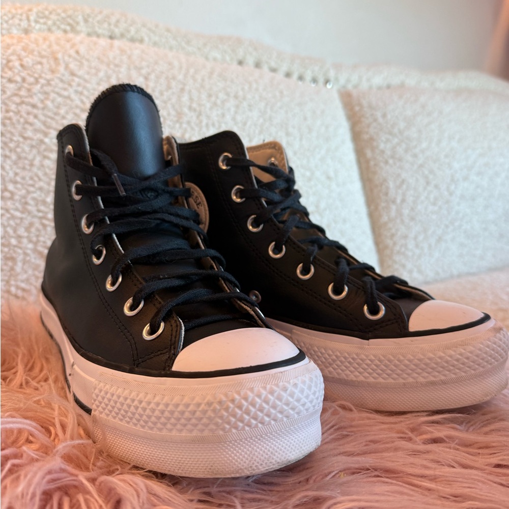 Converse Black Canvas High-Tops with White Soles - Picture 2 of 6